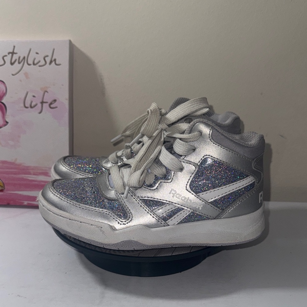 Reebok Kids BB4500 White/Grey/Silver High Top Sneakers - Size 12